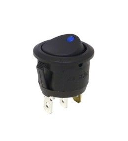 Interrupteur à bascule rond lumineux bleu 24V On-Off