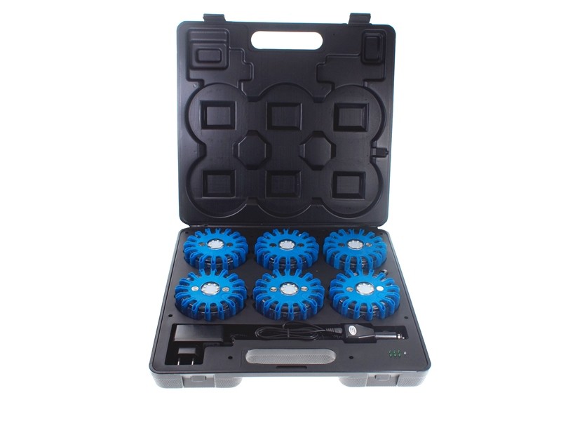 Valise de 6 balises de signalisation bleu 12/24V