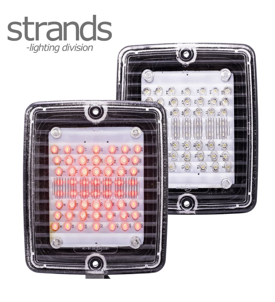 Strands feu de stop et feu arrière rectangulaire Izeled lentille transparente