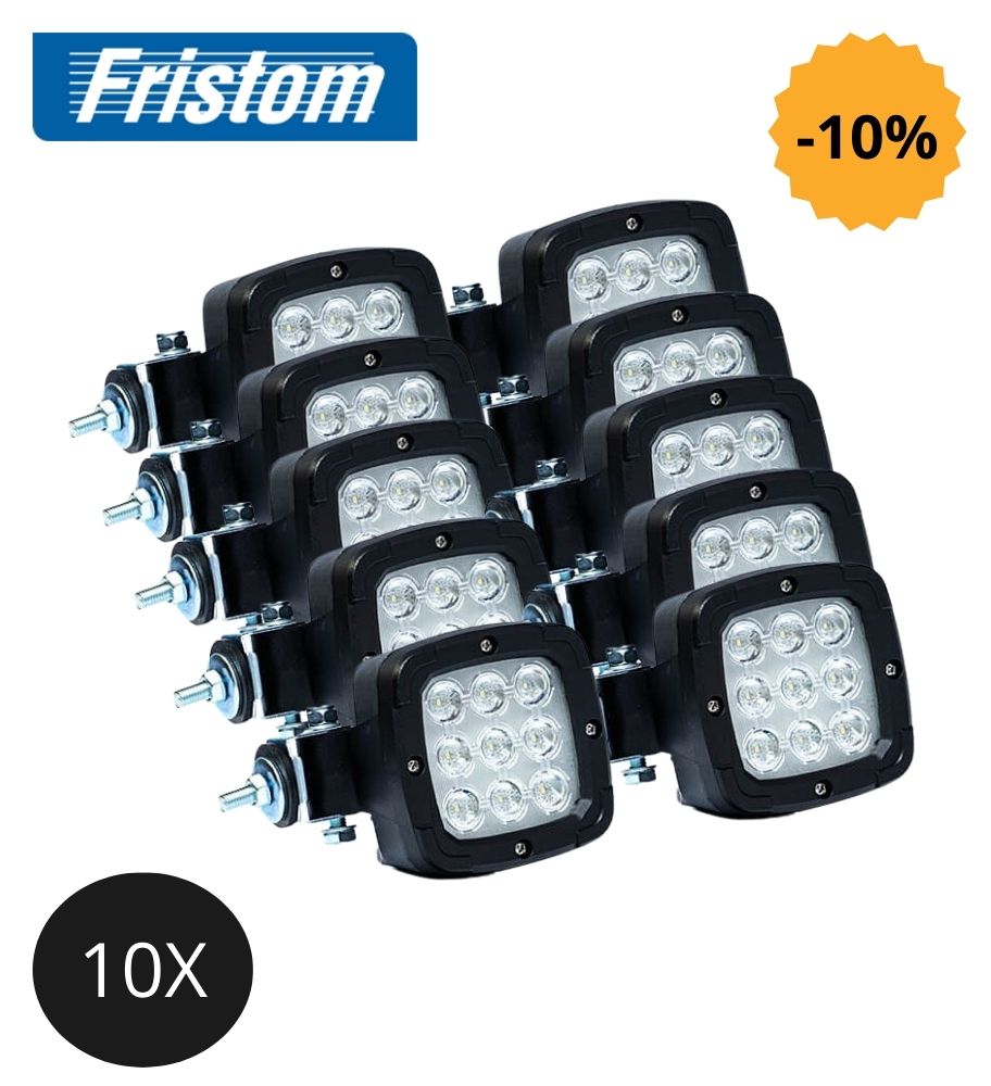 Fristom 10X phare de travail cadre noir 1800lm