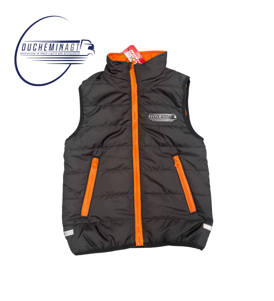 Duchemin veste enfant noir/orange sans manches avec tirette