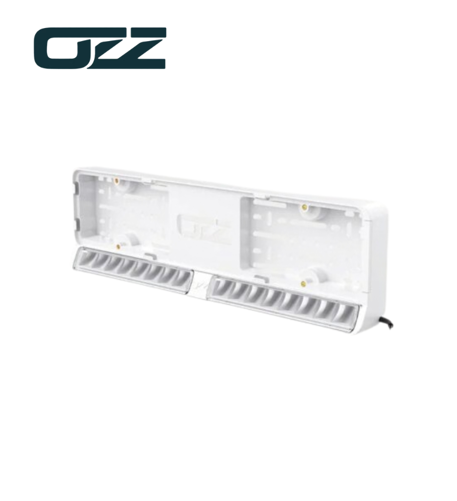 OZZ Support de plaque d'immatriculation blanc avec barre LED blanche