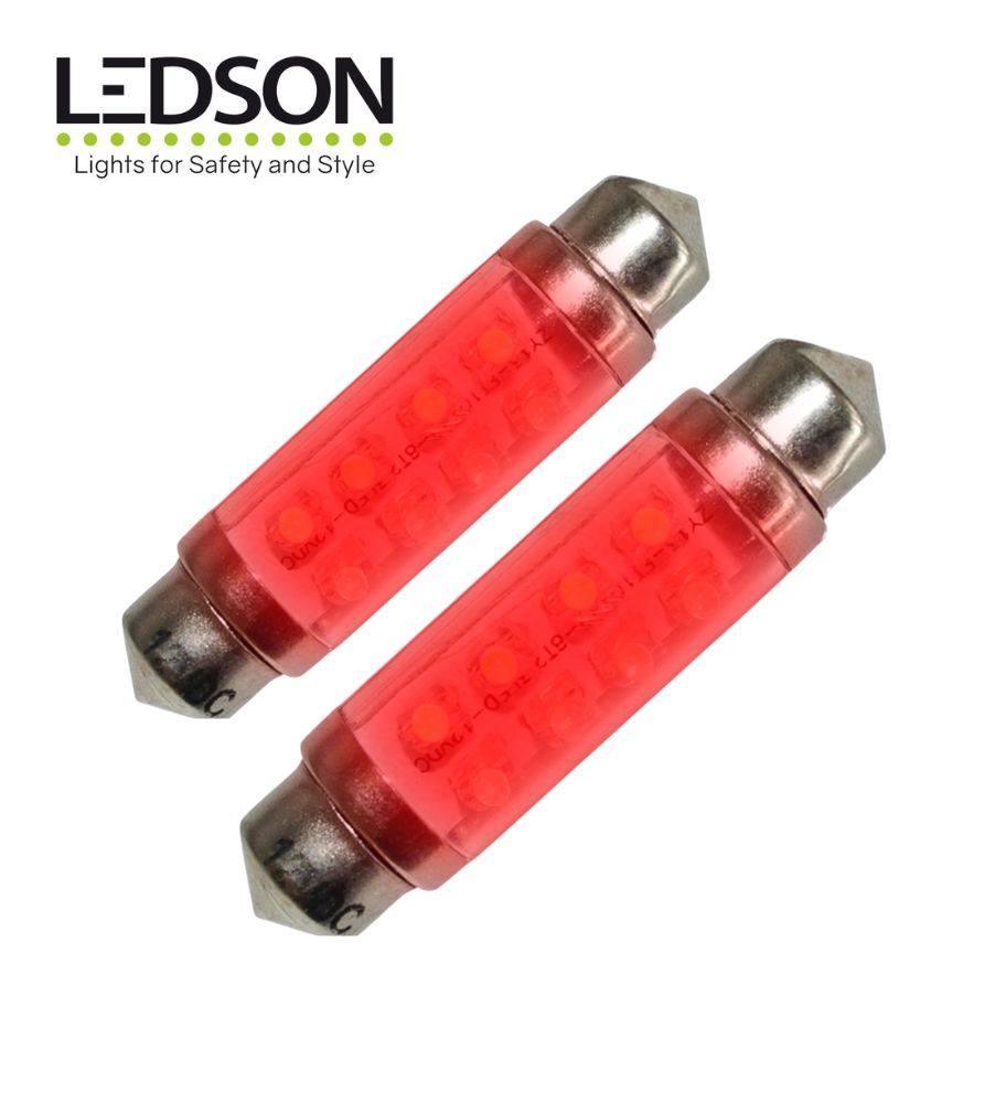 [A128582] Ledson 42mm LED shuttle bulb red 12v