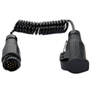 Coiled plug/socket cable - 13 pin - 12V - 3m